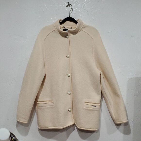 Vintage Geiger Australia Wool Sweater Jacket in Cream Size 44 or L - Picture 1 of 14